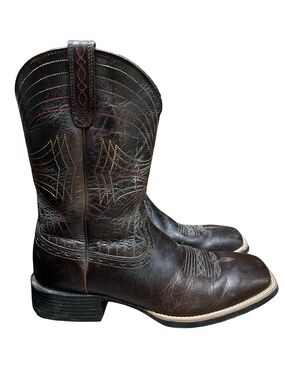 Ariat Sport Wide Square Toe Cowboy Boot Size 9.5 D Mens Leather Western Country